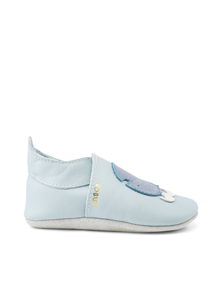 Scarpina Soft Sole azzurro con balena