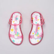Sandali in gomma glitter con unicorno
