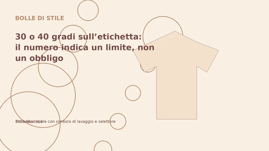 Etichetta tessile con simbolo di lavaggio e selettore della lavatrice