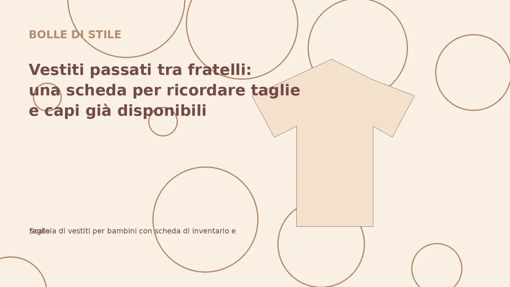 Scatola di vestiti per bambini con scheda di inventario e taglie