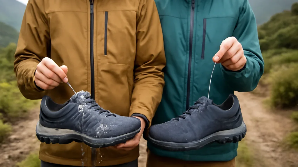 Scarpe da ginnastica lasciate asciugare all'aria dopo la pioggia