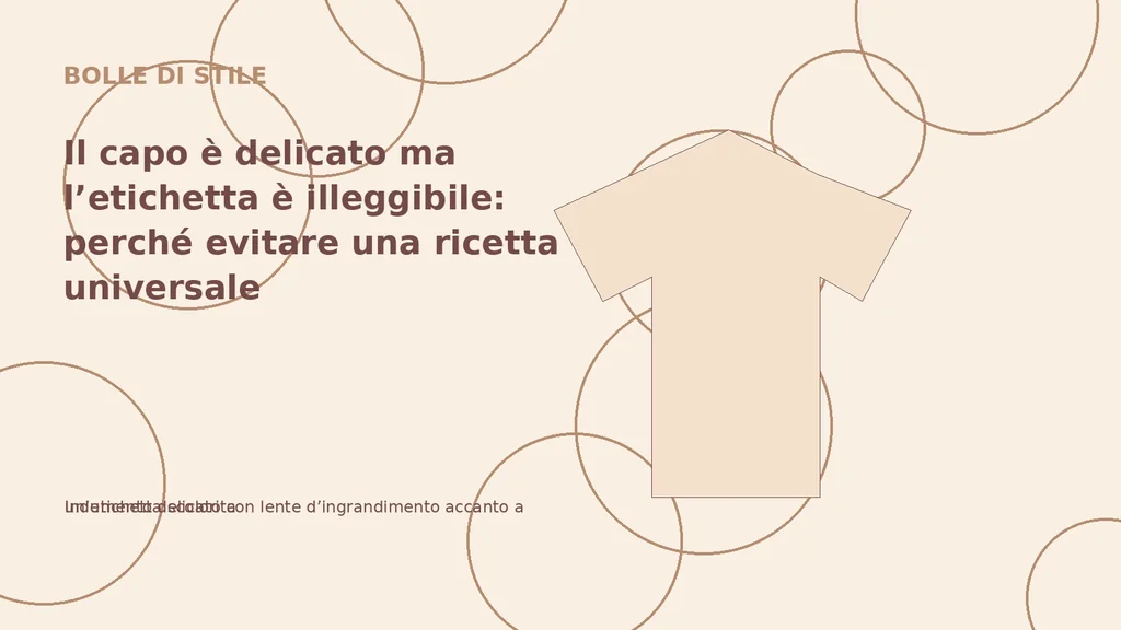 Indumento delicato con lente d’ingrandimento accanto a un’etichetta scolorita