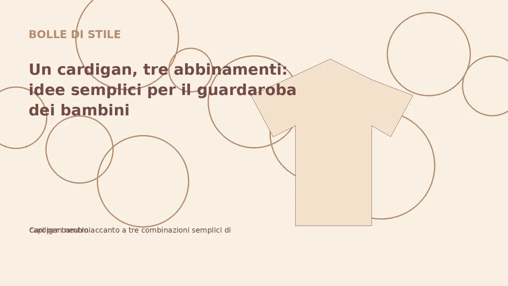 Cardigan neutro accanto a tre combinazioni semplici di capi per bambini