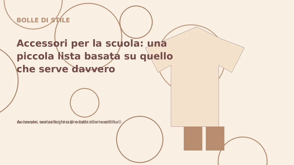 Accessori scolastici tessili e cancelleria ordinati su tavolo, senza loghi o prodotti riconoscibili.